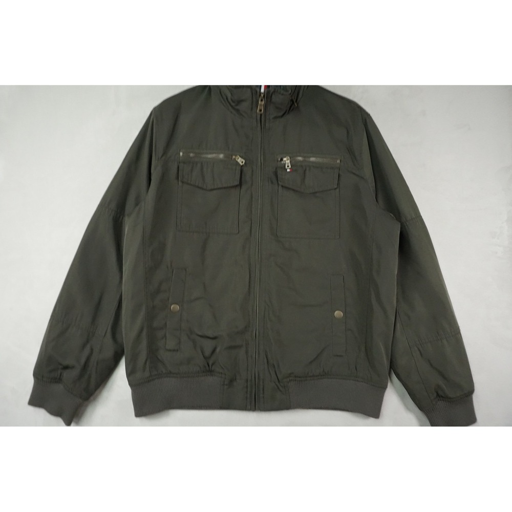 Tommy Hilfiger Jacket Mens Large Military Green Water Wind Resistant Softshell